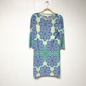 London Style Blue Green Sheath Floral Dress Resort Wear 10